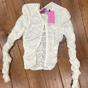 Edikted Cream Ruched Blouse
